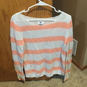 Old Navy pink and white striped sweater